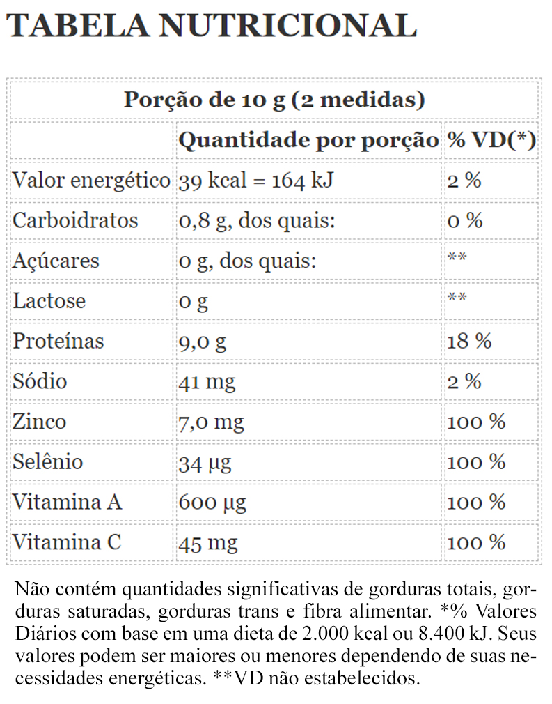 Colágeno Skin sabor Frutas Amarelas 300g tabela nutricional